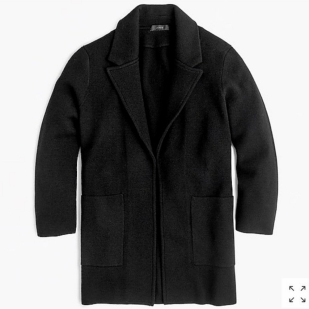 J. Crew Women's Blazer 365 Sophie Merino Wool Blend Swaeter Cardigan Black Sz XS